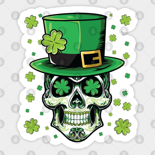 Sugar Skull Saint Patrick's Day Sticker by Pennelli Studio